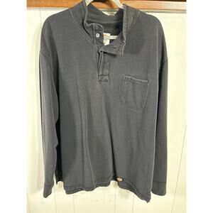 Dickies Work HD 100% Cotton Henley Long Sleeve Shirt in BLACK. Size XXL